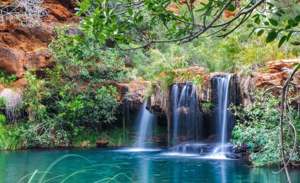 Karijini National Park waterfalls on the hiking trail, in the northern half of WA